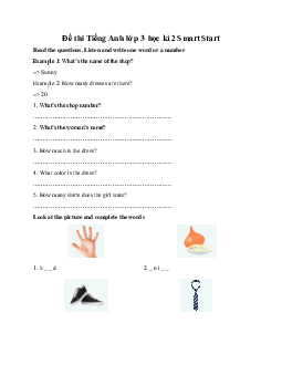 Đề thi Tiếng Anh lớp 3 học kì 2 Smart Start