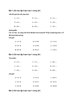 Giải vở bài tập Toán lớp 1 trang 34, 35 sách Cánh Diều