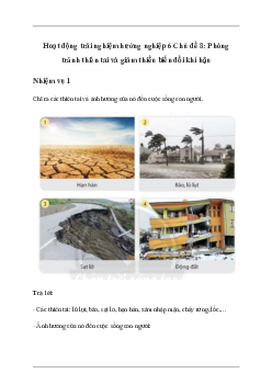 Giải Hoạt động trải nghiệm 6: Phòng tránh thiên tai và giảm thiểu biến đổi khí hậu sách Chân Trời Sáng Tạo