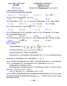 Đề kiểm tra cuối học kỳ 1 Toán 9 năm 2023 – 2024 sở GD&ĐT Bắc Ninh