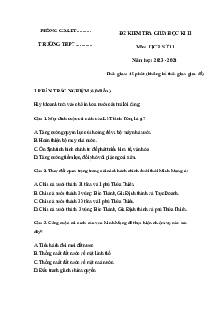 Đề thi giữa học kì 2 môn Lịch sử 11 năm 2023 - 2024 sách Chân trời sáng tạo