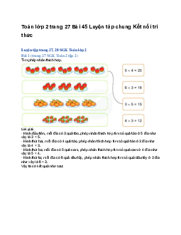 Toán lớp 2 trang 27 Bài 45 Luyện tập chung | Kết nối tri thức