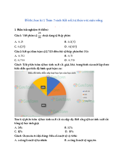 Đề thi học kì 1 môn Toán 7 | Đề 1 | Kết nối tri thức