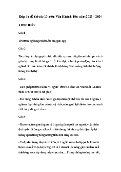 Đề thi vào 10 môn Ngữ văn năm 2023 - 2024 sở GD&ĐT Khánh Hòa