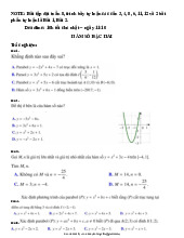 Bài tập hàm số bậc 2/ Trường Đại học Ngoại ngữ- Đại học Quốc gia Hà Nội