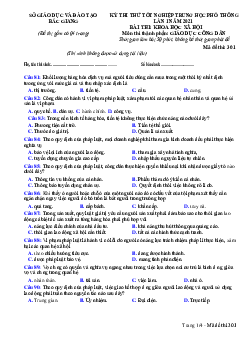 Đề thi thử THPT Quốc gia 2021 môn GDCD Sở GD&ĐT Bắc Giang lần 1 (có đáp án)
