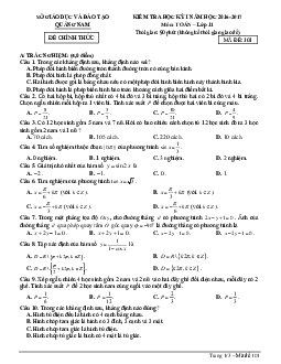 Đề thi HK1 Toán 11 năm học 2016 – 2017 sở GD và ĐT Quảng Nam