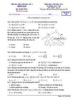 Đề giữa học kỳ 1 Toán 10 năm 2023 – 2024 trường THPT Chương Mỹ A – Hà Nội