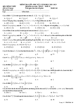 Đề giữa kỳ 2 Toán 12 năm 2022 – 2023 trường THPT Nguyễn Tất Thành – TP HCM