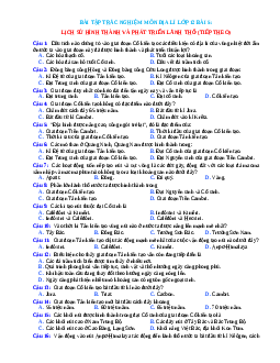 Trắc nghiệm Địa 12 bài 5 có đáp án: Lịch sử hình thành và phát triển lãnh thổ (Tiếp theo)