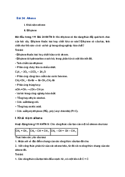 Giải Khoa học tự nhiên 9 Kết nối tri thức Bài 24: Alkene
