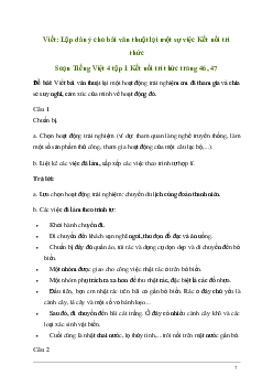 Soạn bài Viết: Lập dàn ý cho bài văn thuật lại một sự việc | Kết nối tri thức