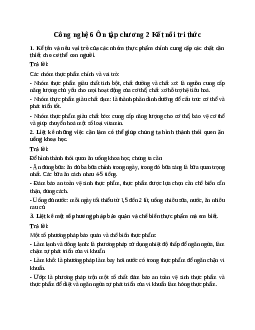 Công nghệ 6 Ôn tập chương 2 Kết nối tri thức