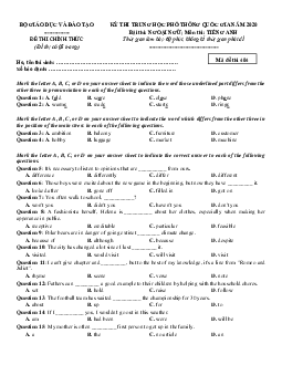 Đề Thi Tốt Nghiệp THPT 2020 Tiếng Anh Đợt 1 Có Đáp Án Và Lời Giải