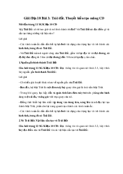 Giải Địa 10 Bài 3: Trái đất. Thuyết kiến tạo mảng CD