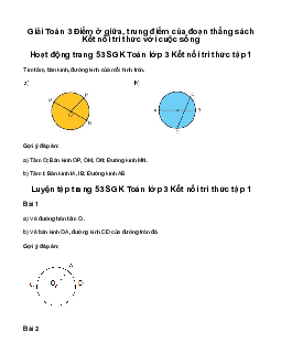 Giải Toán 3 Bài 17: Hình tròn. Tâm, bán kính, đường kính của hình tròn | Kết nối tri thức