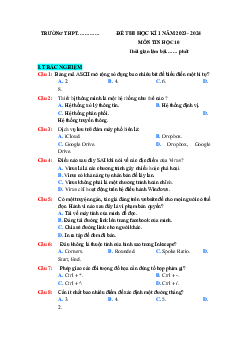 Giải Đề thi học kì 1 môn Tin học 10 năm 2023 - 2024 sách Kết nối tri thức với cuộc sống đề 5