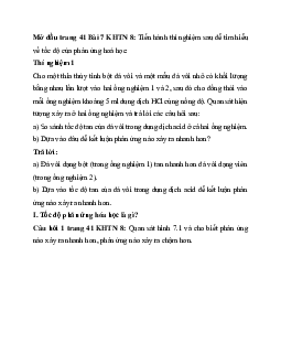 Giải Khoa học tự nhiên 8 bài 7: Tốc độ phản ứng và chất xúc tác | Cánh diều