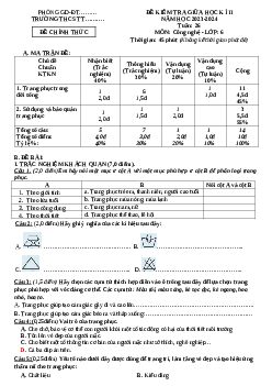 Đề thi giữa học kì 2 môn Công nghệ 6 năm 2023 - 2024 sách Kết nối tri thức với cuộc sống | Đề 3