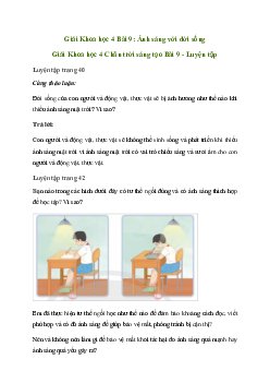 Giải Khoa học lớp 4 Bài 9: Ánh sáng với đời sống| Chân rời sáng tạo