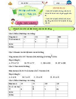 Giải Bài tập cuối tuần lớp 4 môn Toán Chân trời sáng tạo - Tuần 29