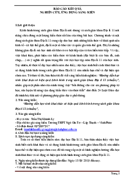 SKKN: Hướng dẫn học sinh khai thác có hiệu quả kênh hình trong sách giáo khoa Địa lí 11