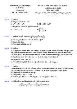 Đề tuyển sinh lớp 10 THPT năm 2019 – 2020 môn Toán sở GD&ĐT Lai Châu