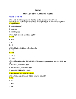 Trắc nghiệm môn Lập trình hướng đối tượng (có đáp án)