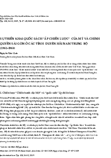 Báo cáo: Sự triển khai quốc sách "Ấp chiến lược" ở Duyên hải Nam Trung Bộ (1962-1963)