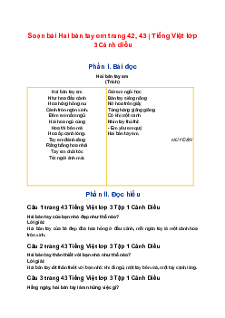 Soạn bài Hai bàn tay em trang 42, 43 | Tiếng Việt lớp 3 Cánh diều