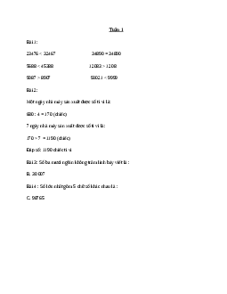 Đáp án bài tập ôn hè môn Toán lớp 4