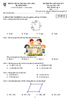 Đề giữa học kì 1 Toán 6 năm 2023 – 2024 trường Việt Anh 2 – Bình Dương