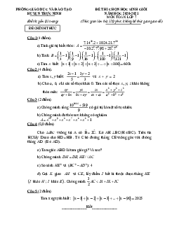 Đề thi học sinh giỏi Toán 7 năm 2020 – 2021 phòng GD&ĐT Trực Ninh – Nam Định