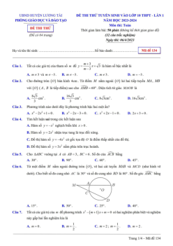 Đề thi thử Toán vào 10 lần 1 năm 2023 – 2024 phòng GD&ĐT Lương Tài – Bắc Ninh