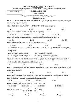 Đề học sinh năng khiếu Toán 6 năm 2023 – 2024 trường THCS Thanh Thủy – Phú Thọ