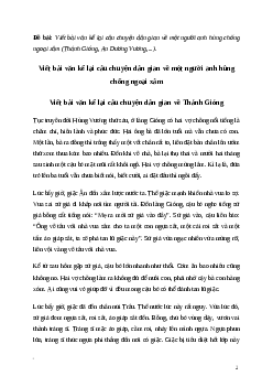 Văn mẫu Viết bài văn kể lại câu chuyện dân gian về một người anh hùng chống ngoại xâm | Kết nối tri thức