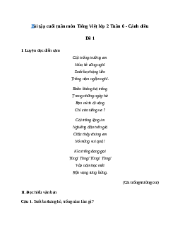 Phiếu bài tập cuối tuần lớp 2 môn Tiếng Việt Cánh Diều - Tuần 6