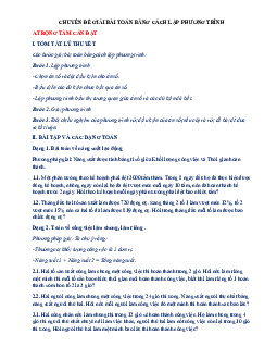 Chuyên đề giải bài toán bằng cách lập phương trình