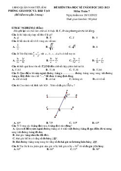 Đề học kì 1 Toán 7 năm 2022 – 2023 phòng GD&ĐT Nam Từ Liêm – Hà Nội