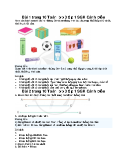 Giải SGK Toán lớp 3 trang 10, 11 Ôn tập về hình học và đo lường | Cánh Diều