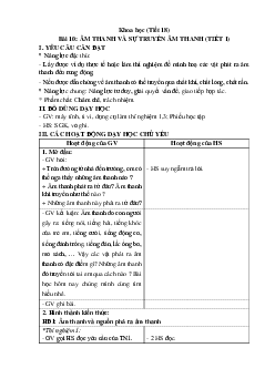 Giáo án Khoa học lớp 4 Bài 10 | Kết nối tri thức