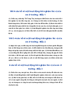 Viết 3-4 câu kể về một hoạt động trải nghiệm thú vị của em ở trường | Tập làm văn 4