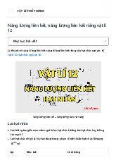 Năng lượng liên kết và năng lượng liên kết riêng - Vật lí 12