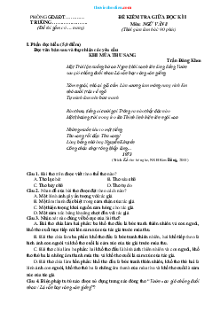 Đề kiểm tra giữa học kỳ 1 Ngữ văn 8 Cánh diều (có đáp án)