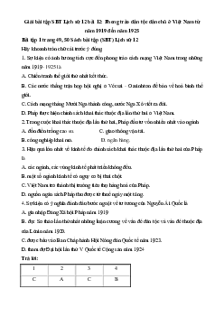 Giải bài tập SBT Lịch Sử 12 bài 12: Phong trào dân tộc dân chủ ở Việt Nam từ năm 1919 đến năm 1925