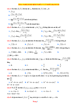 Trắc nghiệm bài định nghĩa và ý nghĩa đạo hàm