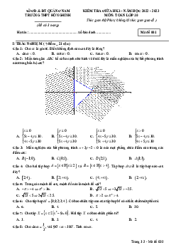 Đề giữa học kì 1 Toán 10 năm 2022 – 2023 trường THPT Hồ Nghinh – Quảng Nam