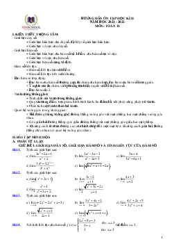 Hướng dẫn ôn tập học kì 2 Toán 11 năm 2021 – 2022 trường Vinschool – Hà Nội