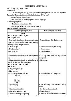 Giáo án môn Tiếng Việt 1 - Tuần 13 | sách Cùng học để phát triển năng lực