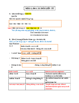 Mẹo làm câu hỏi Liên từ học phần Tiếng anh cơ bản